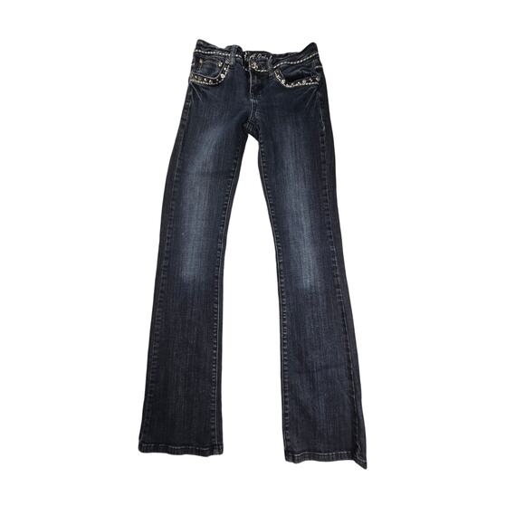 L.A. idol Denim - LA Idol USA Women's Size Tag 3 (24x33) Blue Denim Embellished Jeans Flap Pockets